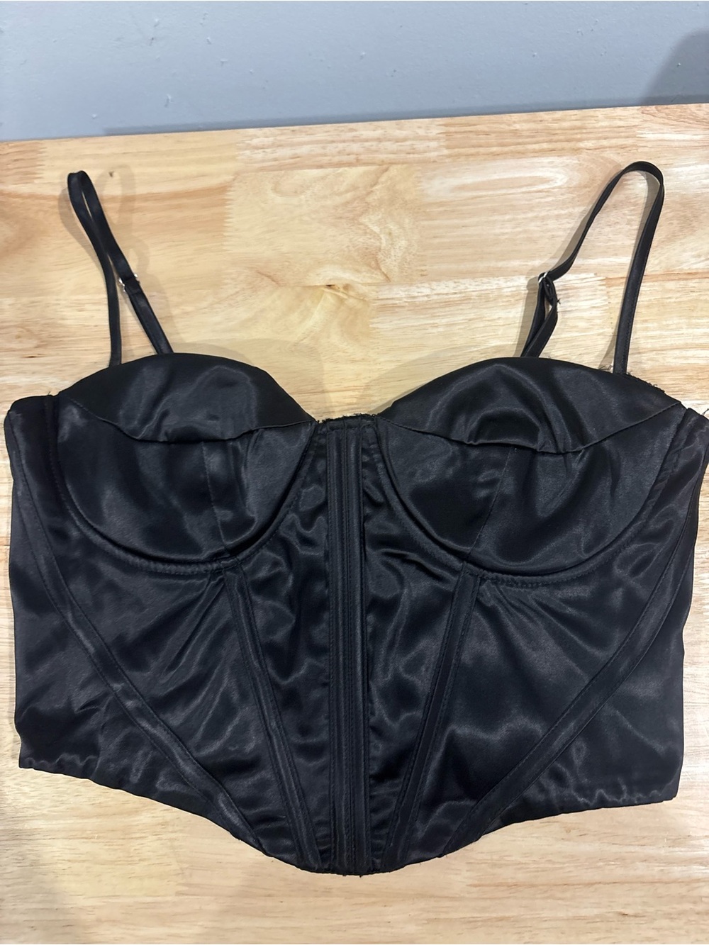 Black Satin Bustier / corset Top